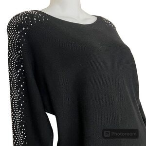 SIREN LILY WOMENS BLACK SWEATER RHINESTONES FAUX SIZE SMALL